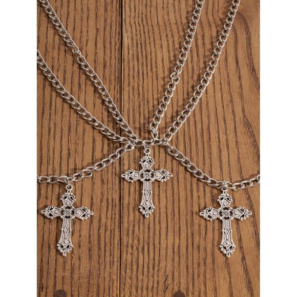 Gothic Cross Waist Chain Belt Zinc Alloy Adjustable 40 Inches Punk Emo - Picture 6 of 6